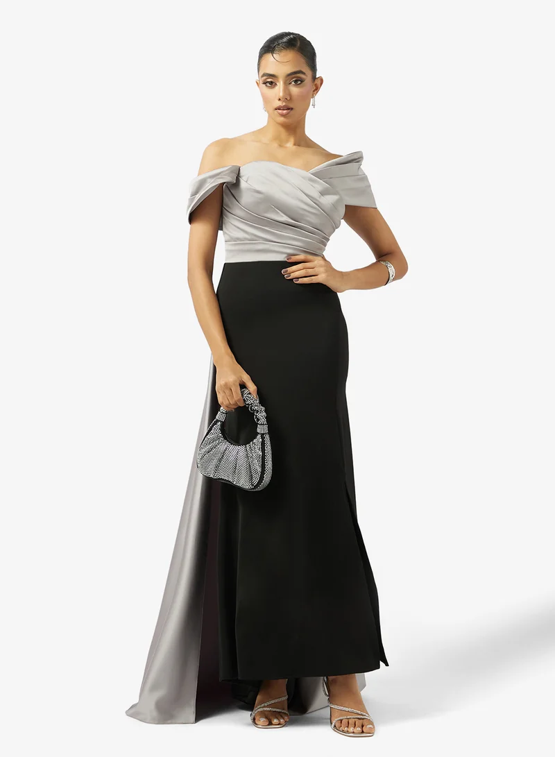 Akadia Fashion  SPECIAL SHOULDER DESIGN SATIN DRESS for Women | Best Price UAE